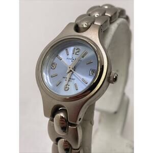 Vintage LA Express Womens Silver Blue Dial Watch New Battery